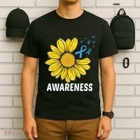 Unflower Blue Ribbon Prostate Colon Cancer Awareness Gifts T-Shirt thumb 6