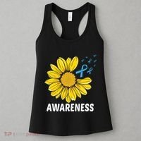 Unflower Blue Ribbon Prostate Colon Cancer Awareness Gifts Women's Tank Top thumb 3