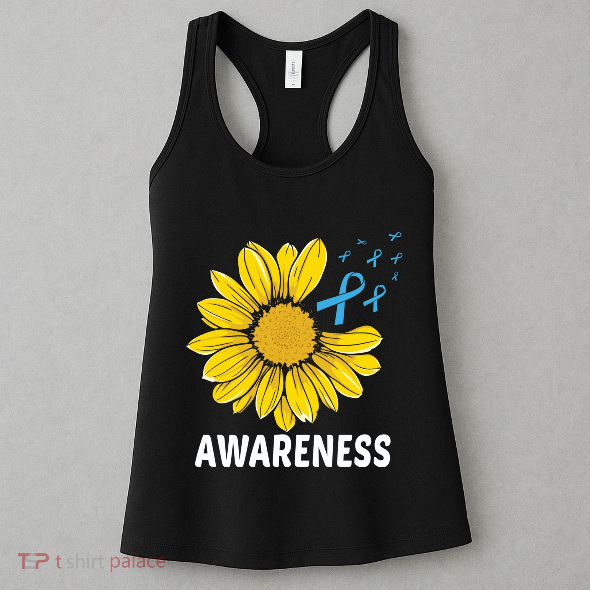 Unflower Blue Ribbon Prostate Colon Cancer Awareness Gifts Women's Tank Top