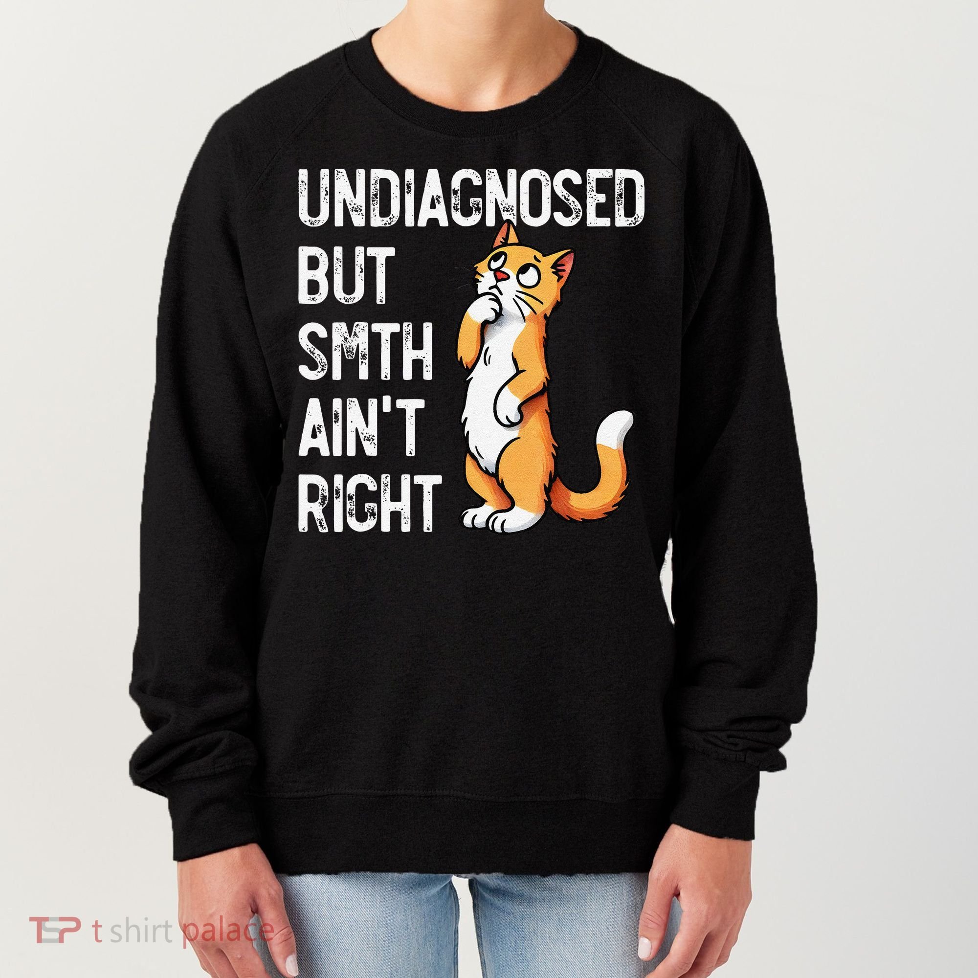 Undiagnosed But Something AinT Right Funny Cat Saying Meme Women's Sweatshirt