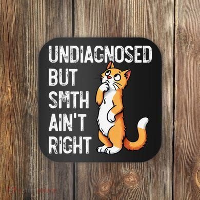 Undiagnosed But Something AinT Right Funny Cat Saying Meme Coaster