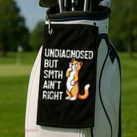 Undiagnosed But Something AinT Right Funny Cat Saying Meme Golf Towel thumb 2