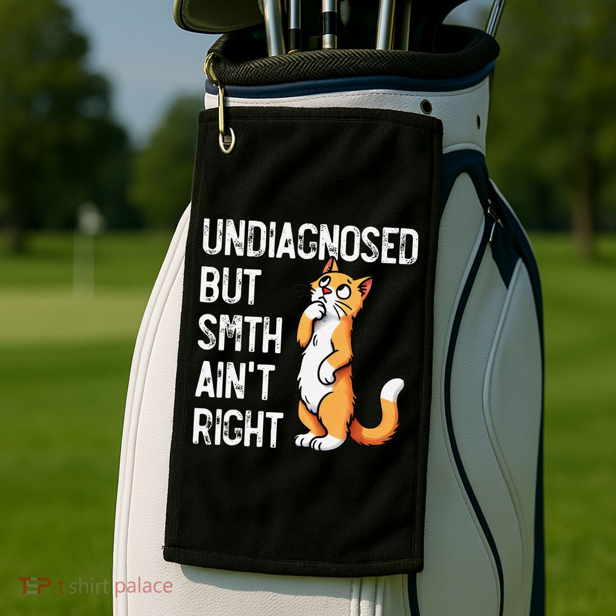 Undiagnosed But Something AinT Right Funny Cat Saying Meme Golf Towel