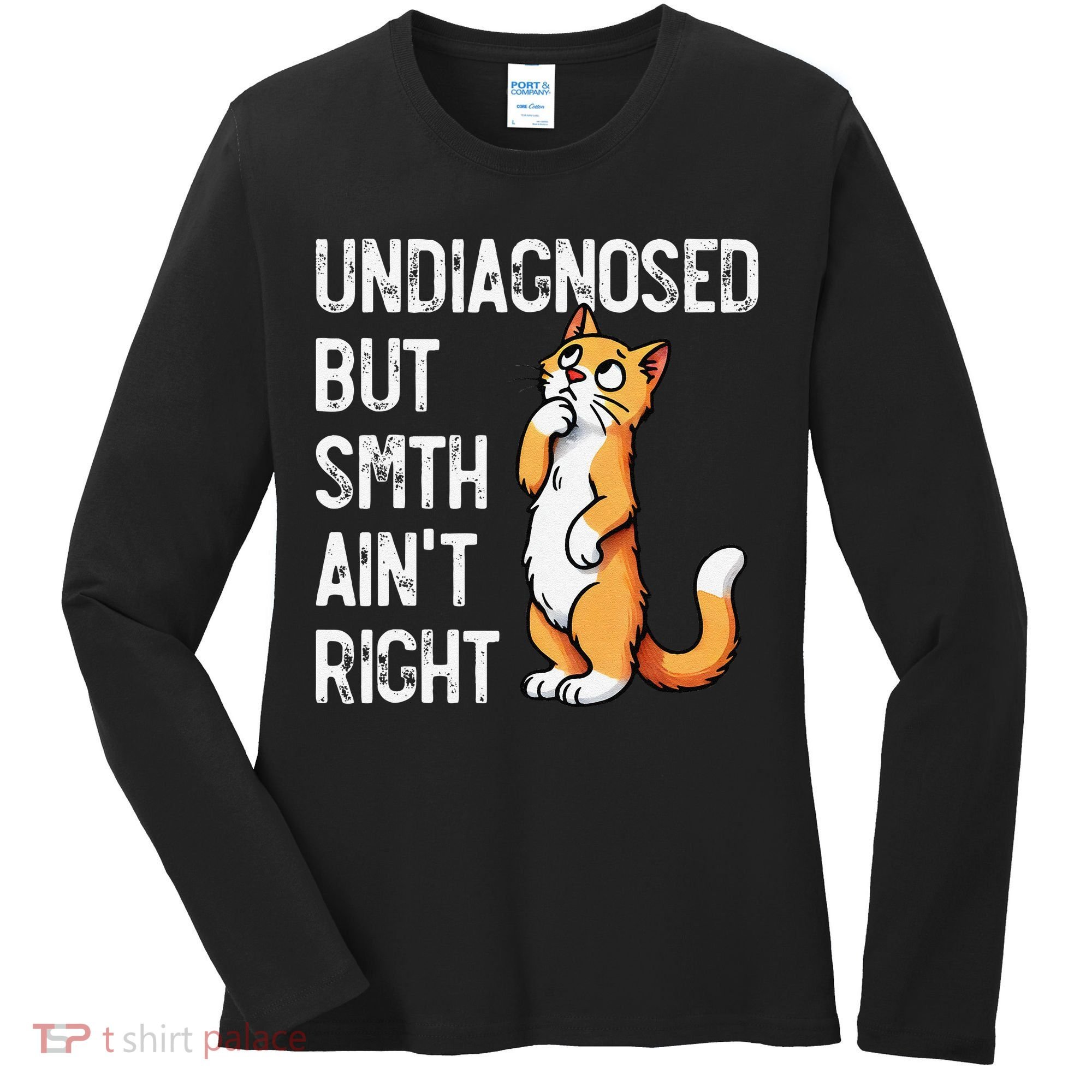 Undiagnosed But Something AinT Right Funny Cat Saying Meme Women's Long Sleeve Shirt