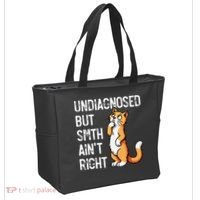 Undiagnosed But Something AinT Right Funny Cat Saying Meme Tote Bag thumb 2