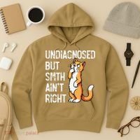 Undiagnosed But Something AinT Right Funny Cat Saying Meme Hoodie thumb 3