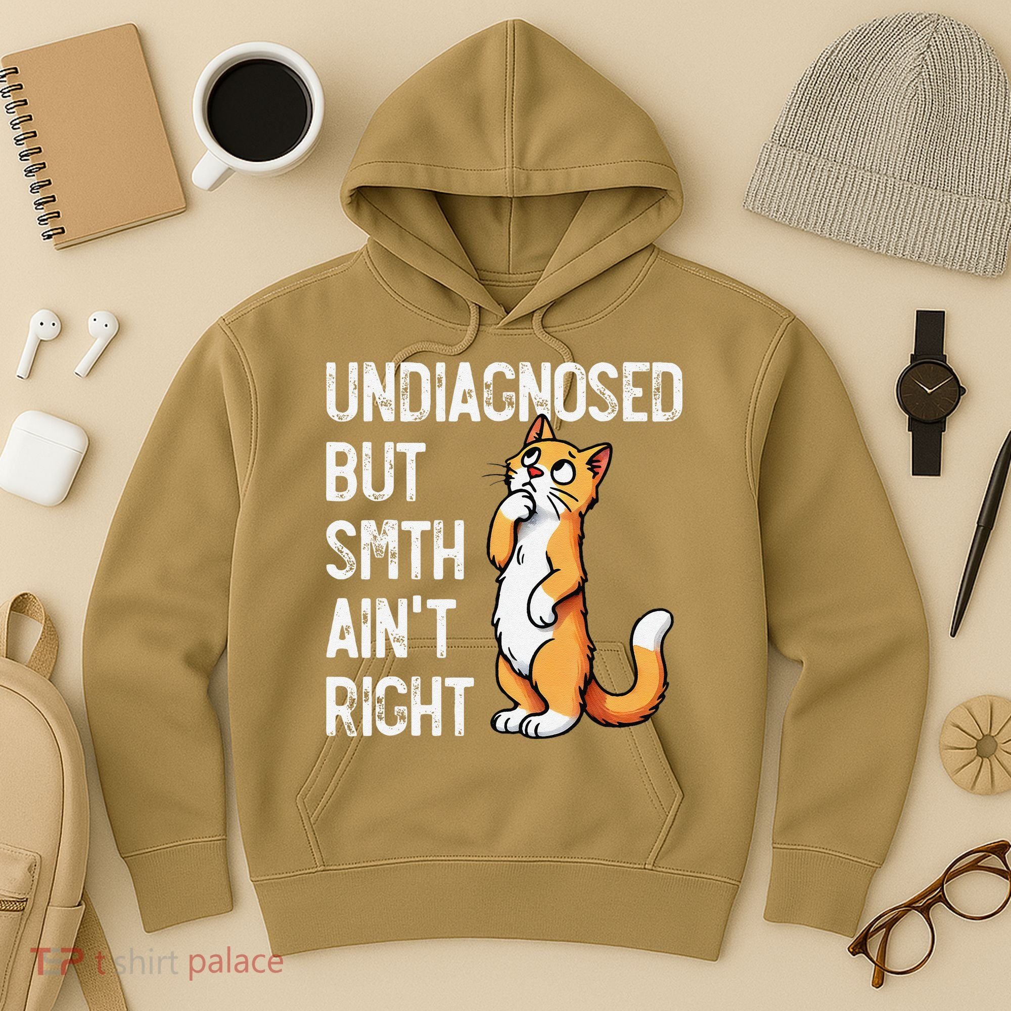 Undiagnosed But Something AinT Right Funny Cat Saying Meme Hoodie