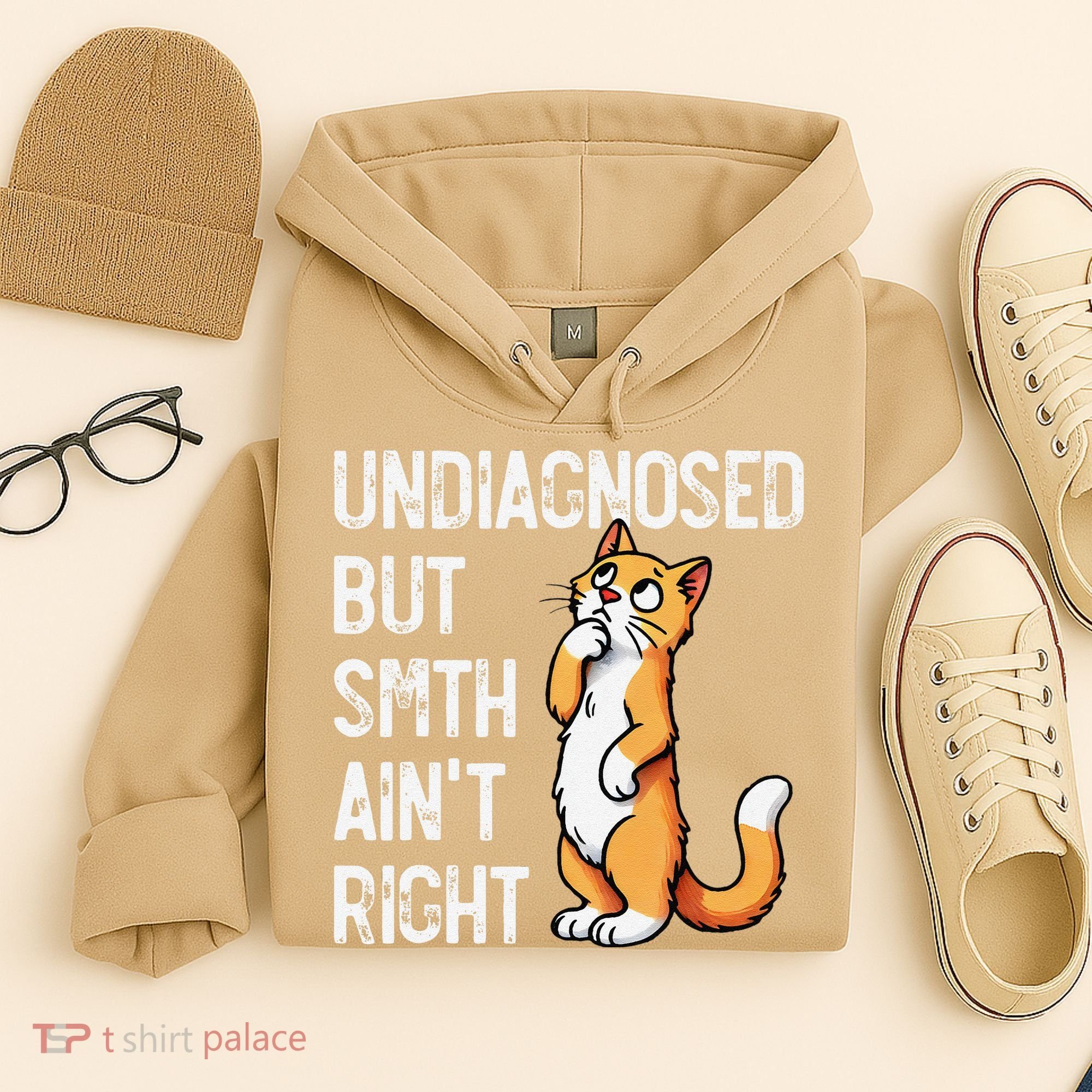 Undiagnosed But Something AinT Right Funny Cat Saying Meme Hoodie
