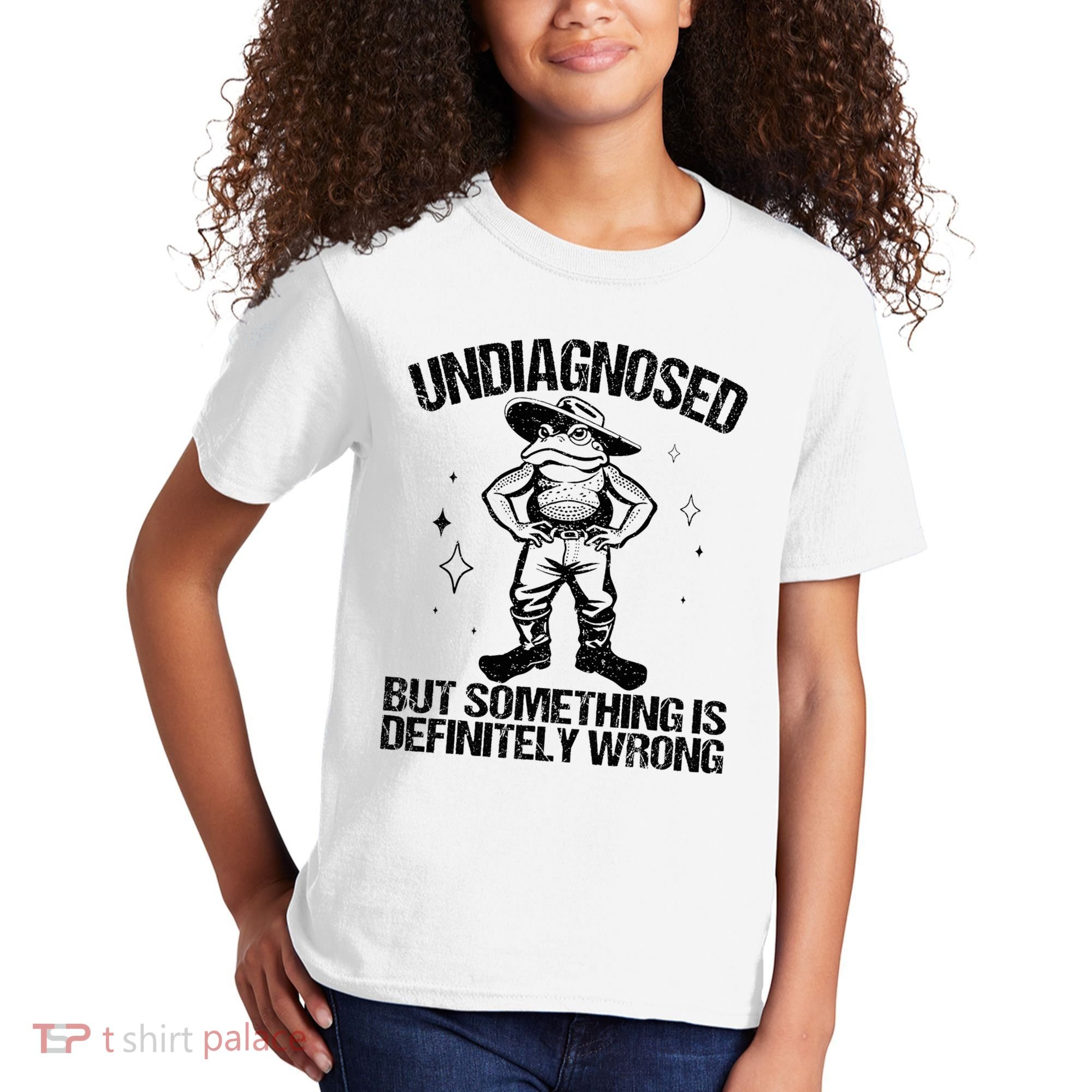 Undiagnosed But Something Is Definitely Wrong Cowboy Frog Kids T-Shirt