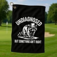 Undiagnosed But Something AinT Right Cowboy Funny Raccoon Golf Towel thumb 1