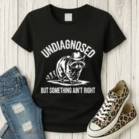 Undiagnosed But Something AinT Right Cowboy Funny Raccoon Women's T-Shirt thumb 3