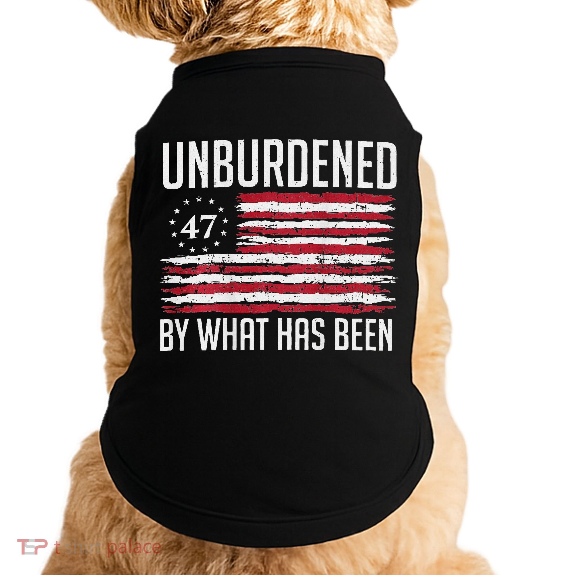 Unburdened By What Has Been Trump 47 Retro Us Flag Doggie Tank