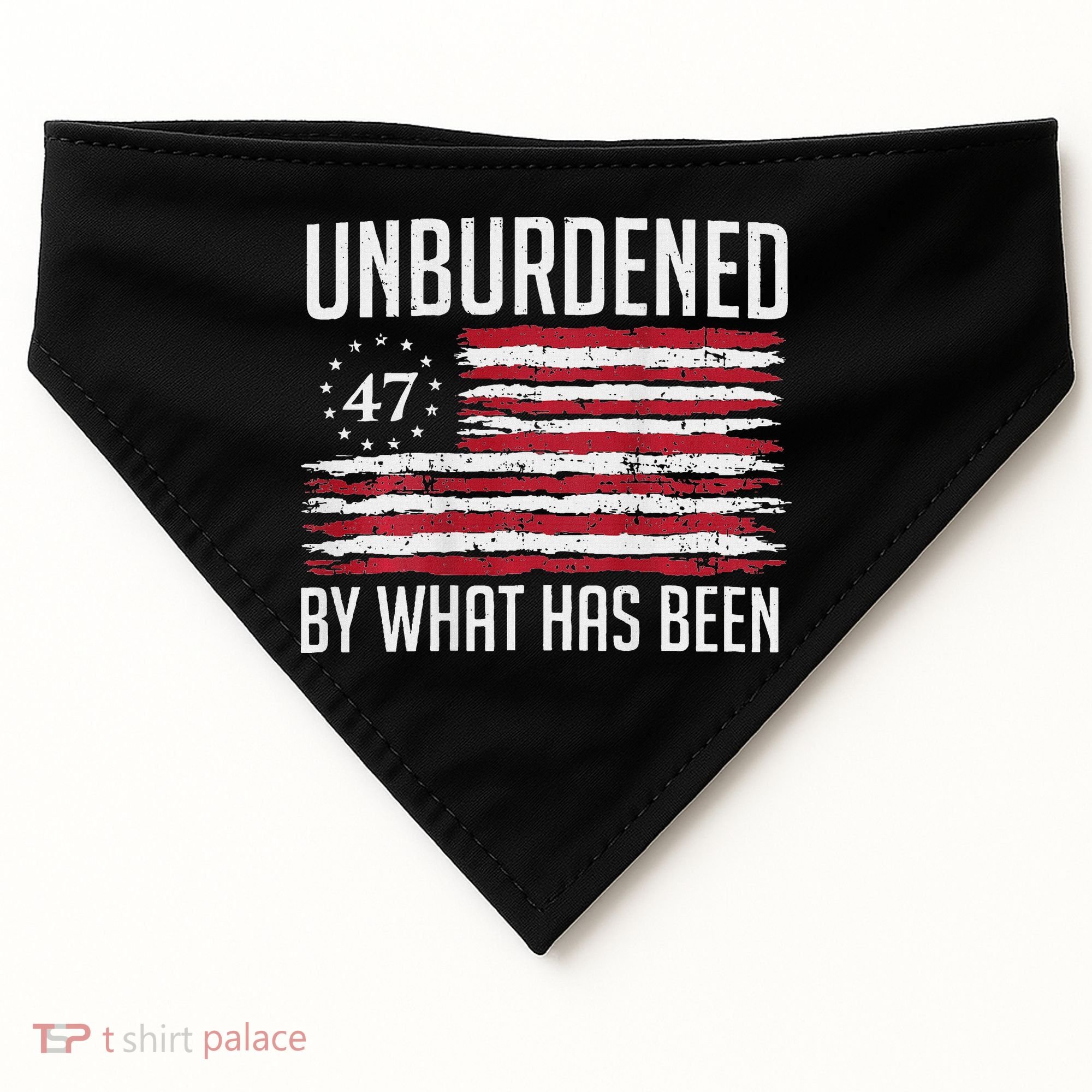 Unburdened By What Has Been Trump 47 Retro Us Flag USA-Made Doggie Bandana