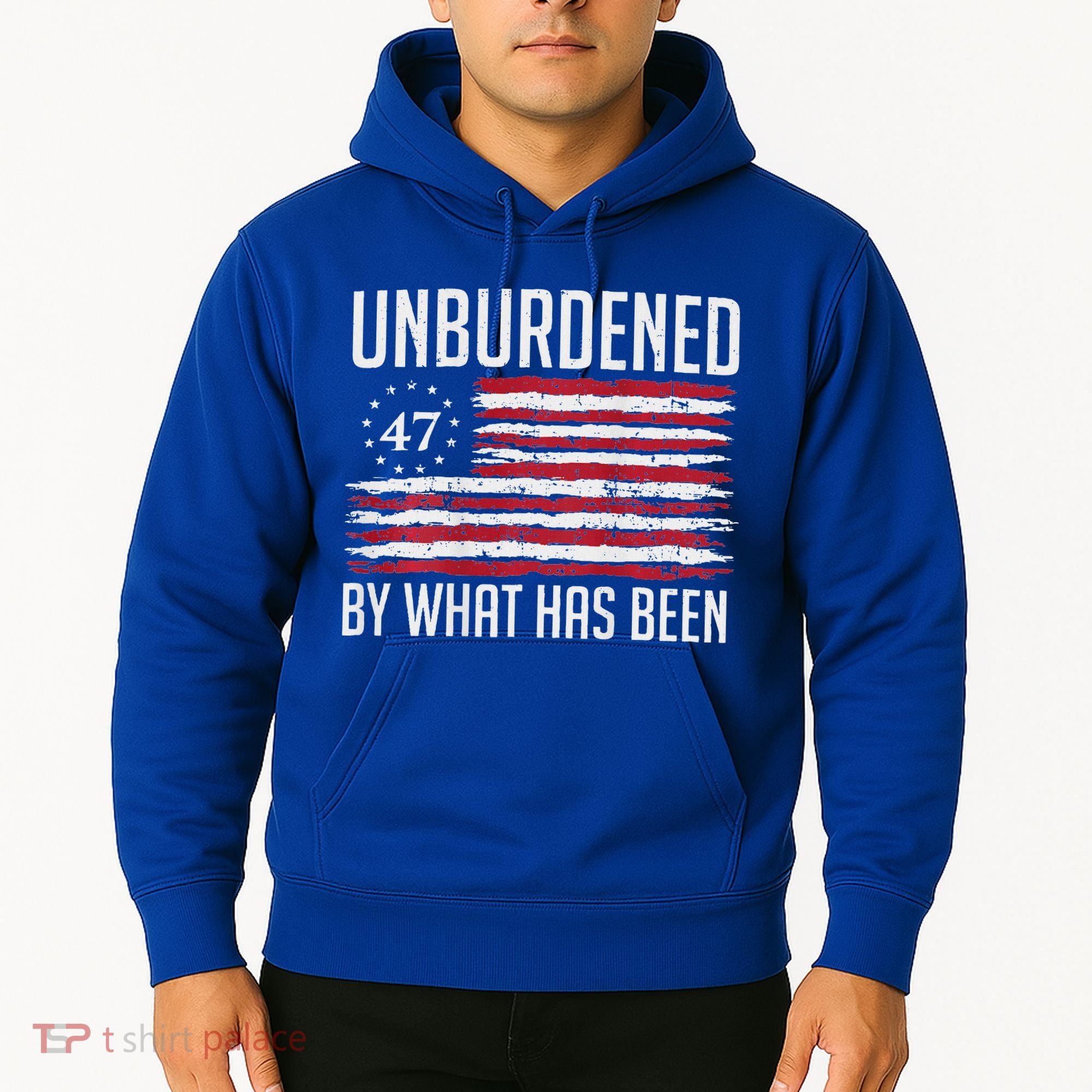 Unburdened By What Has Been Trump 47 Retro Us Flag Hoodie