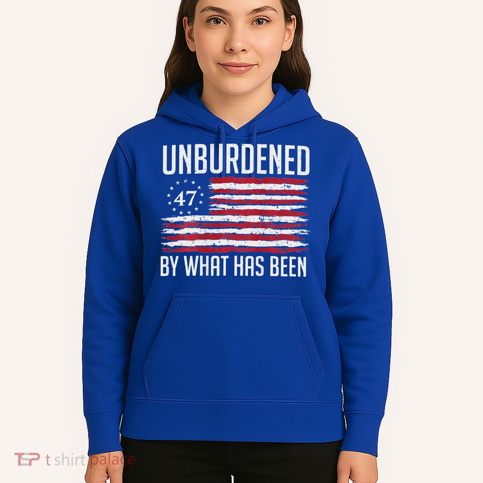 Unburdened By What Has Been Trump 47 Retro Us Flag Hoodie