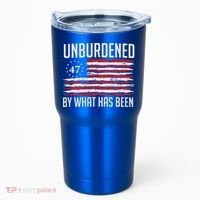 Unburdened By What Has Been Trump 47 Retro Us Flag Tumbler thumb 0