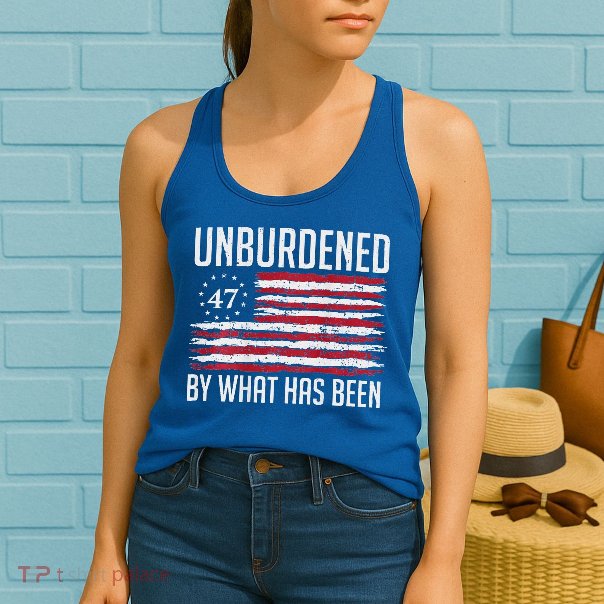 Unburdened By What Has Been Trump 47 Retro Us Flag Women's Tank Top
