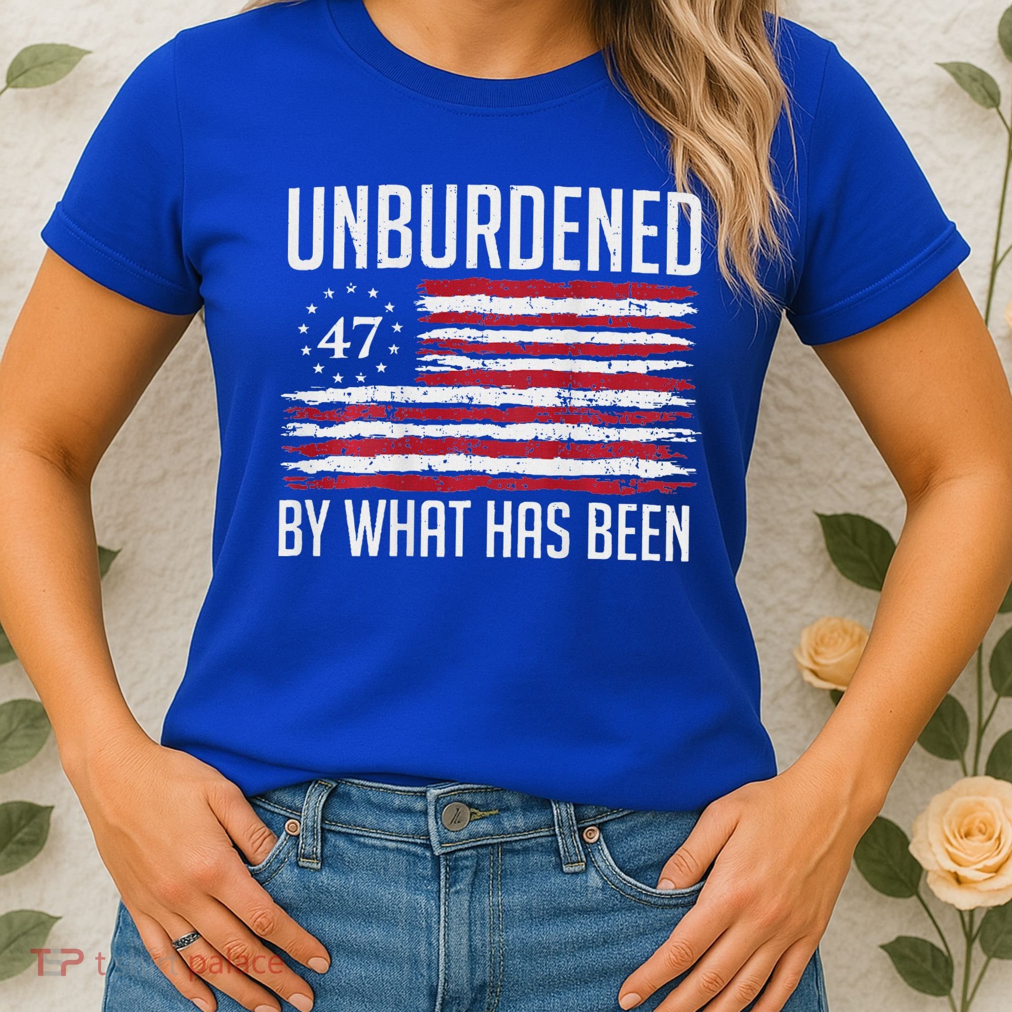 Unburdened By What Has Been Trump 47 Retro Us Flag Women's T-Shirt