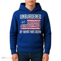 Unburdened By What Has Been Trump 47 Retro Us Flag Kids Hoodie thumb 4