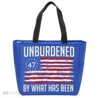Unburdened By What Has Been Trump 47 Retro Us Flag Tote Bag thumb 0