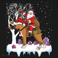 Ugly Boxer Xmas Gift Funny Santa Riding Boxer Dog Christmas Gift Women's Hoodie thumb 2