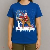 Ugly Boxer Xmas Gift Funny Santa Riding Boxer Dog Christmas Gift T-Shirt thumb 4