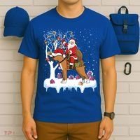 Ugly Boxer Xmas Gift Funny Santa Riding Boxer Dog Christmas Gift T-Shirt thumb 6