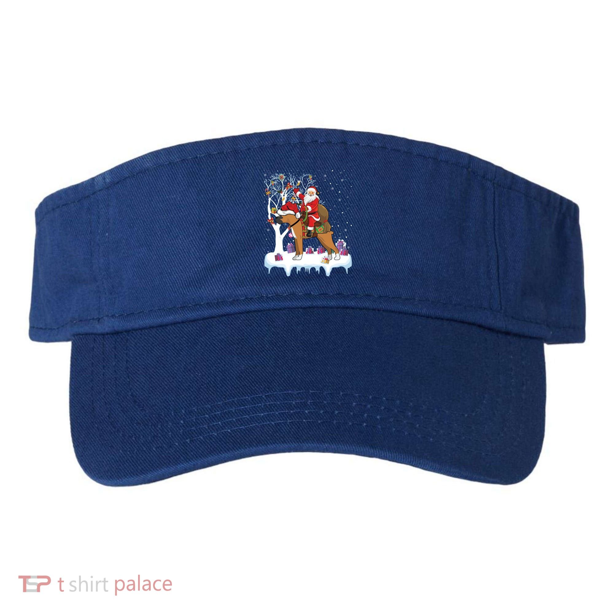 Ugly Boxer Xmas Gift Funny Santa Riding Boxer Dog Christmas Gift Visor