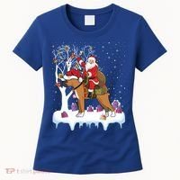 Ugly Boxer Xmas Gift Funny Santa Riding Boxer Dog Christmas Gift Women's T-Shirt thumb 0