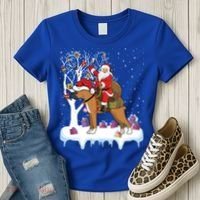 Ugly Boxer Xmas Gift Funny Santa Riding Boxer Dog Christmas Gift Women's T-Shirt thumb 3