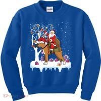 Ugly Boxer Xmas Gift Funny Santa Riding Boxer Dog Christmas Gift Kids Sweatshirt thumb 0