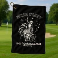Urban Cowboy 1980S Mechanical Bull Golf Towel thumb 1