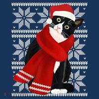 Ugly Christmas Black Cat Santa Hat Scarf Holiday Cute Apron thumb 3