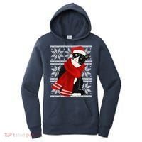Ugly Christmas Black Cat Santa Hat Scarf Holiday Cute Women's Hoodie thumb 0