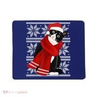 Ugly Christmas Black Cat Santa Hat Scarf Holiday Cute Mousepad thumb 0