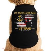USS Constellation CV 64 Aircraft Carrier Veteran Flag Retro Doggie Tank thumb 0