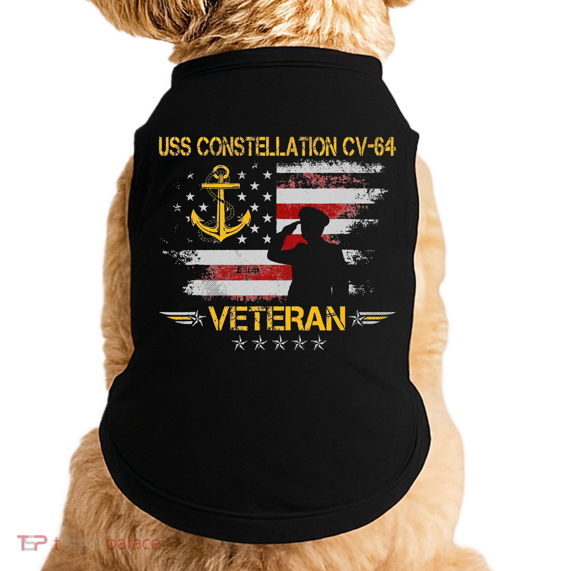USS Constellation CV 64 Aircraft Carrier Veteran Flag Retro Doggie Tank
