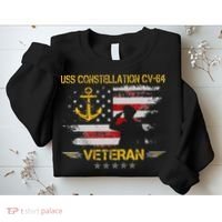 USS Constellation CV 64 Aircraft Carrier Veteran Flag Retro Sweatshirt thumb 2