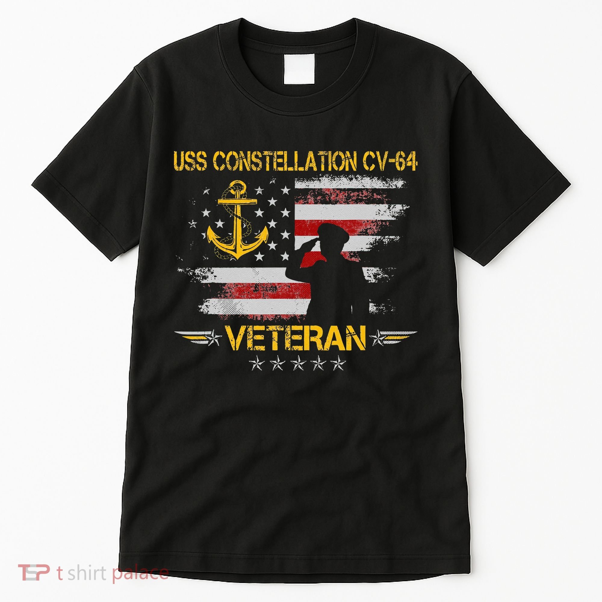 USS Constellation CV 64 Aircraft Carrier Veteran Flag Retro Tall T-Shirt