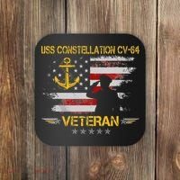 USS Constellation CV 64 Aircraft Carrier Veteran Flag Retro Coaster thumb 0