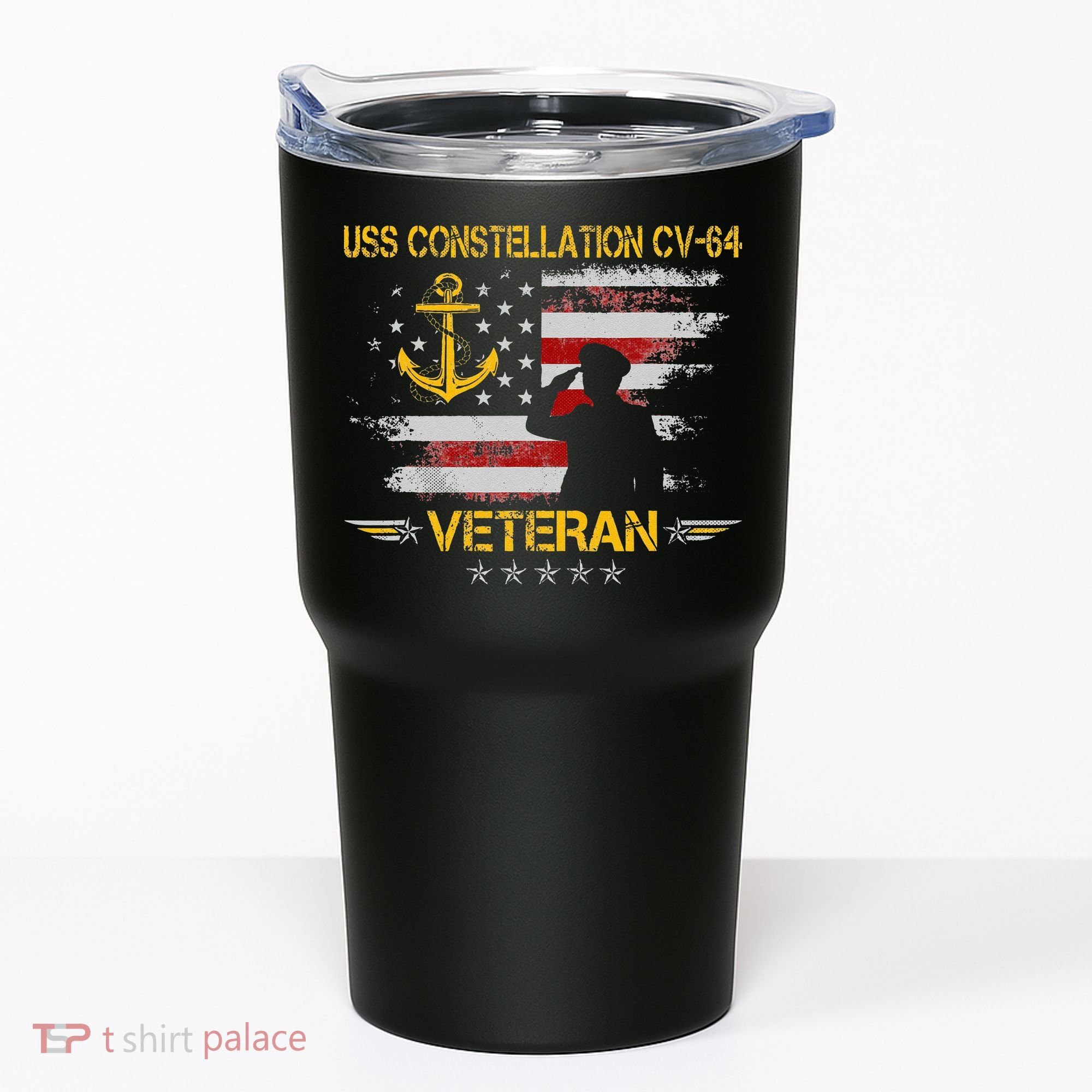 USS Constellation CV 64 Aircraft Carrier Veteran Flag Retro Tumbler
