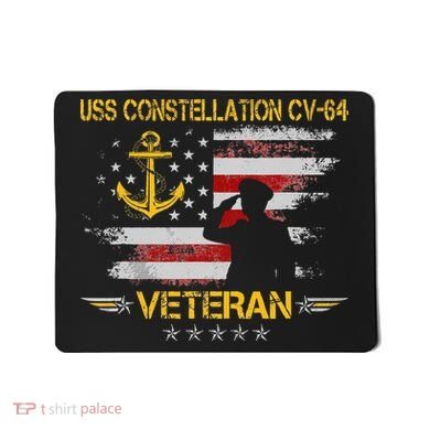 USS Constellation CV 64 Aircraft Carrier Veteran Flag Retro Mousepad