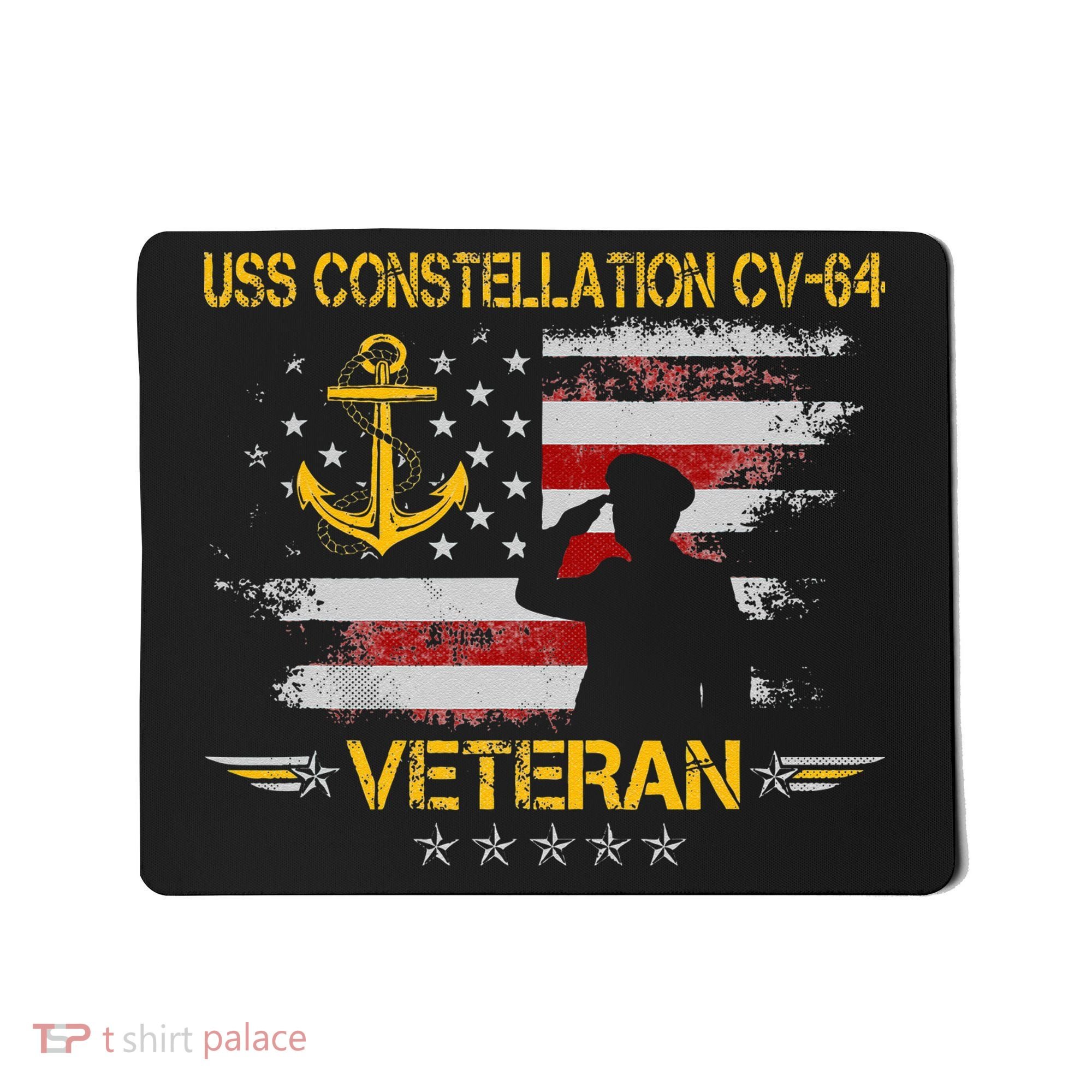 USS Constellation CV 64 Aircraft Carrier Veteran Flag Retro Mousepad
