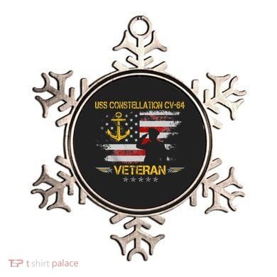USS Constellation CV 64 Aircraft Carrier Veteran Flag Retro Ornament