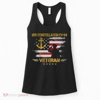 USS Constellation CV 64 Aircraft Carrier Veteran Flag Retro Women's Tank Top thumb 0