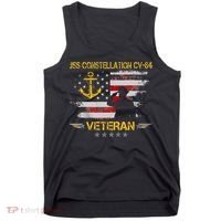 USS Constellation CV 64 Aircraft Carrier Veteran Flag Retro Tank Top thumb 0