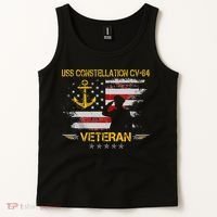 USS Constellation CV 64 Aircraft Carrier Veteran Flag Retro Tank Top thumb 2