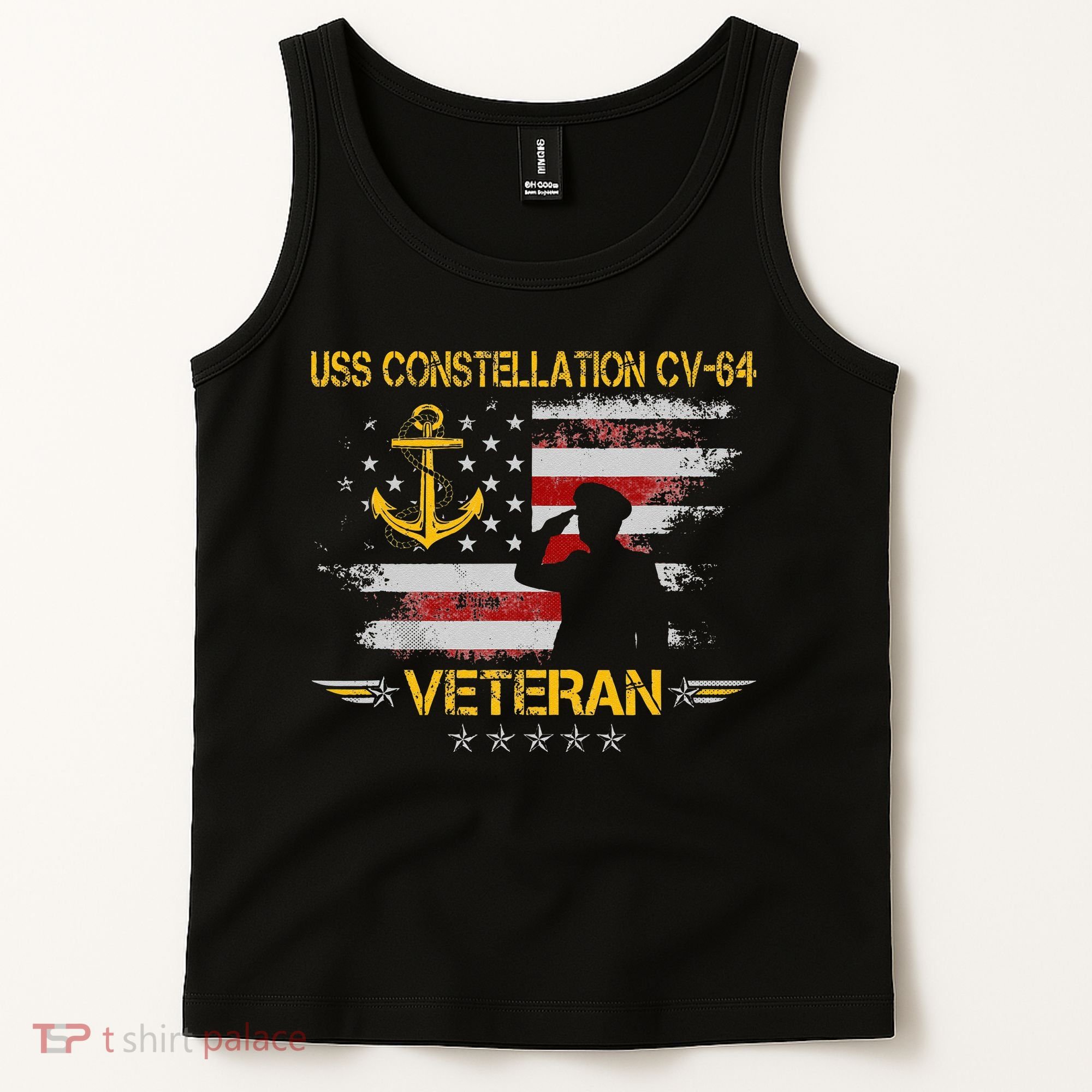 USS Constellation CV 64 Aircraft Carrier Veteran Flag Retro Tank Top