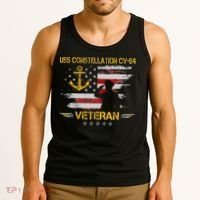 USS Constellation CV 64 Aircraft Carrier Veteran Flag Retro Tank Top thumb 3
