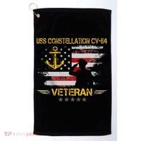 USS Constellation CV 64 Aircraft Carrier Veteran Flag Retro Golf Towel thumb 0